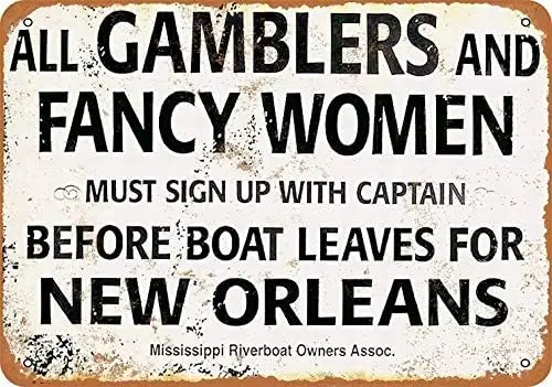 12 x 8 Metal Sign - Gamblers Fancy Women New Orleans Riverboat - Vintage Wall Decor Art