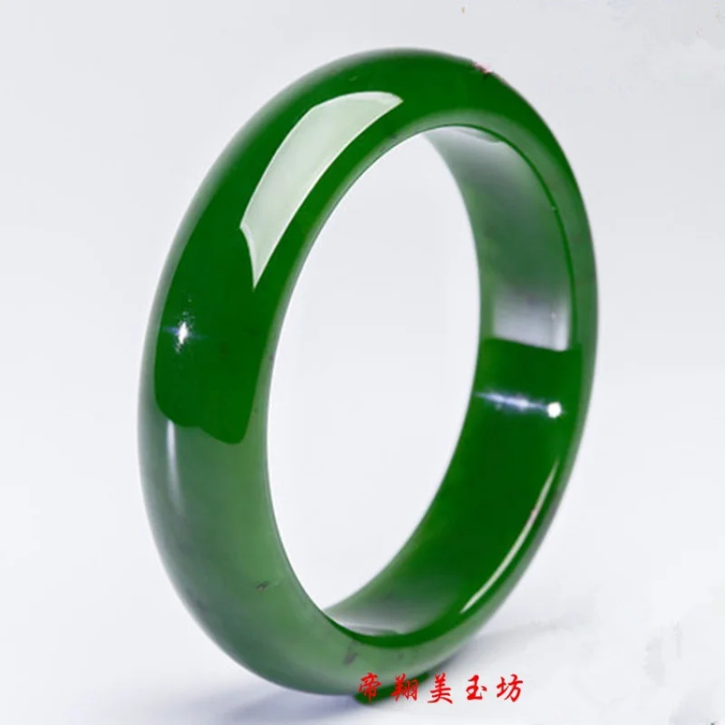 Hetian Female Style Spinach Green Jade Bracelet with Certificate