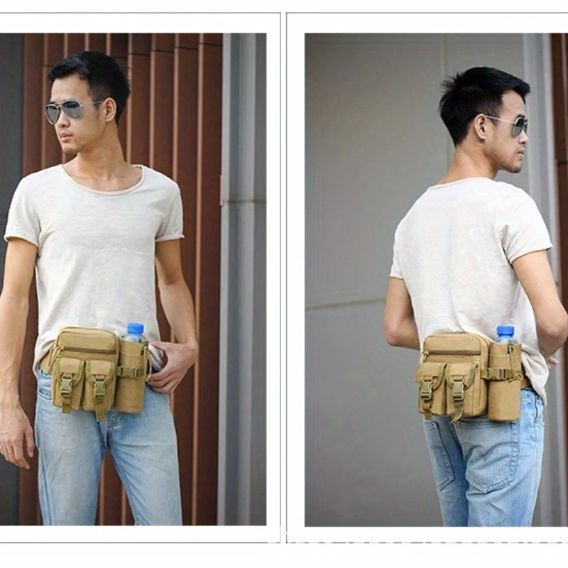 

1pc Military Outdoor Fanny Pack Camouflage Men's Women's Water Bottle Waist Packs Sports Bag Hiking Water Cups Storage