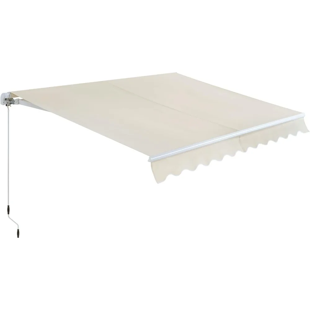 

Manual Retractable Awning Patio Outdoor Awning Sunshade Shelter Retractable Aluminum UV Protection Waterproof (Beige, 10 × 8 FT)