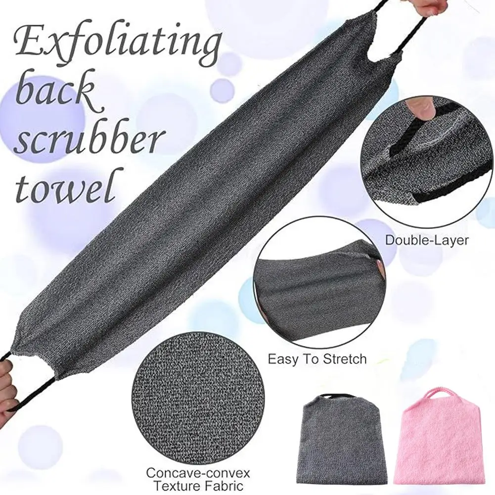 Asciugamano da doccia lungo satinato ad alta elasticità Doccia Spazzola per il corpo Massaggio da bagno Schiena Corpo Esfoliante Spazzola per il lavaggio del bagno Strumenti da bagno