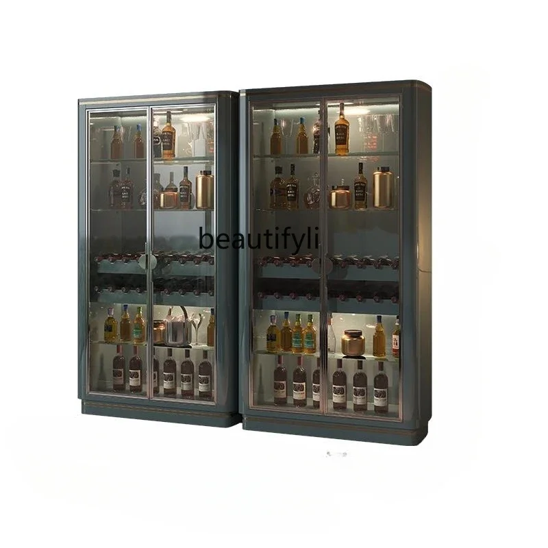 

S High-End Glass Door Wine Cabinet Combination Light Luxury Living Room Wine Display Villa Home High-Grade Sideboard Cabinet