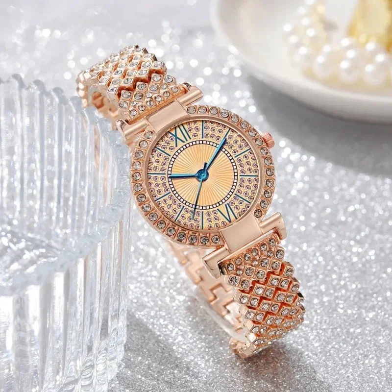 Reloj de cuarzo con diamantes de imitación para mujer, pulsera de diseño lujoso, relojes de cristal de alta calidad, moda exquisita