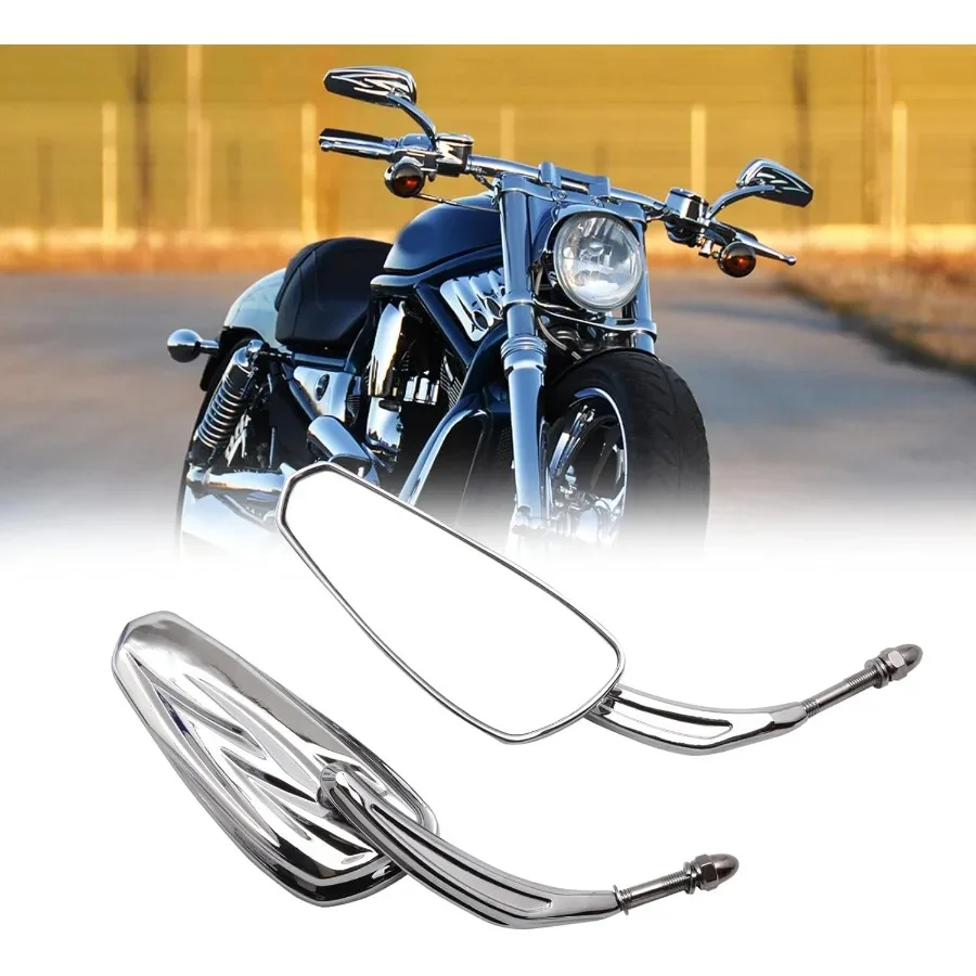مرآة جانبية للدراجة النارية من الكروم لسيارة Road King Street Electra Glide Road Glide Dyna Softail بديلة لمرآة الرؤية الخلفية متوافقة