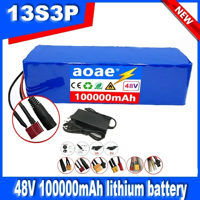 48V 100000mAh Lithium Ion Battery 1000w 48V battery Pack 13S3P Lithium Ion Battery Pack for 54.6V  with BMS+Charger