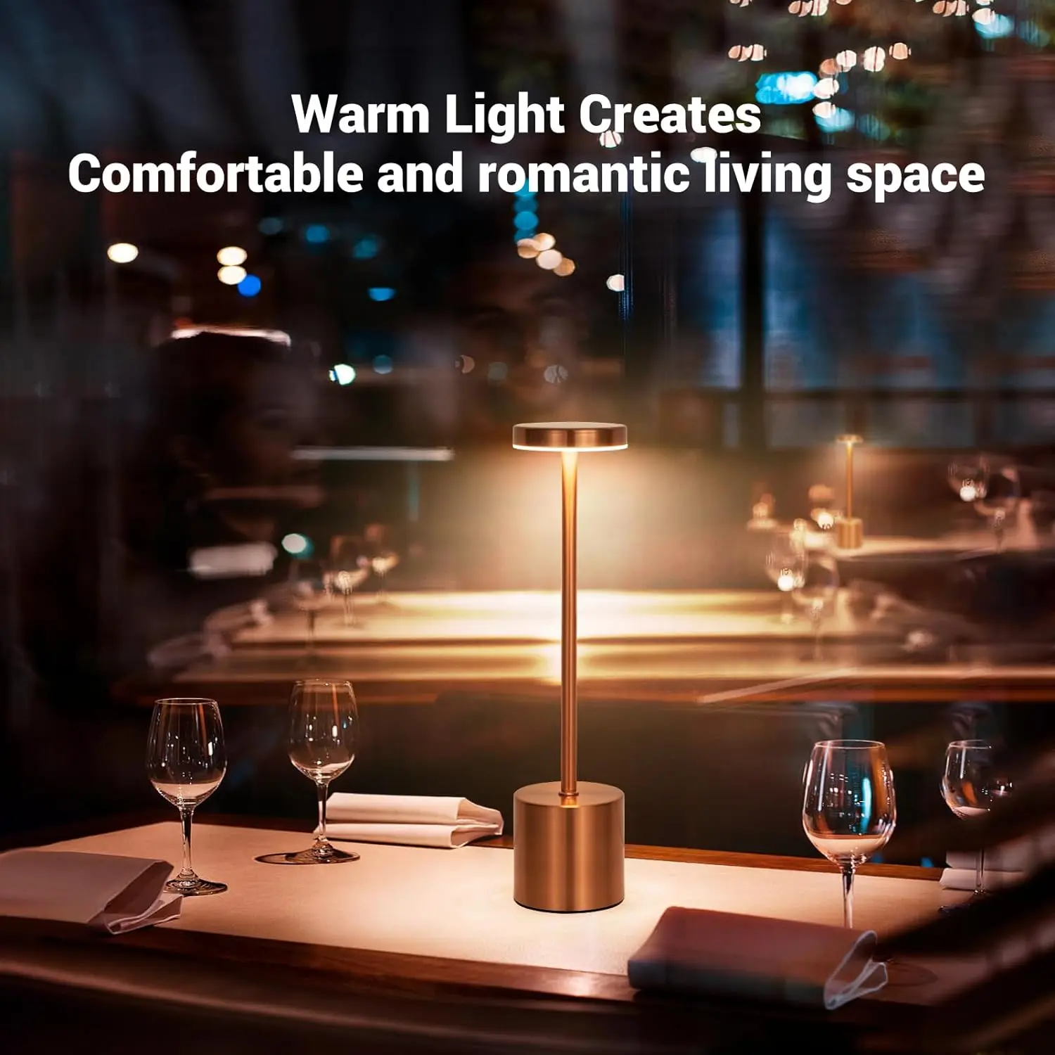 Wireless USB Type C Rechargeable 3 Colors LED Table Lamp Touch Sensor Night Light for Hotel Outdoor Bedroom Bar Room Decor