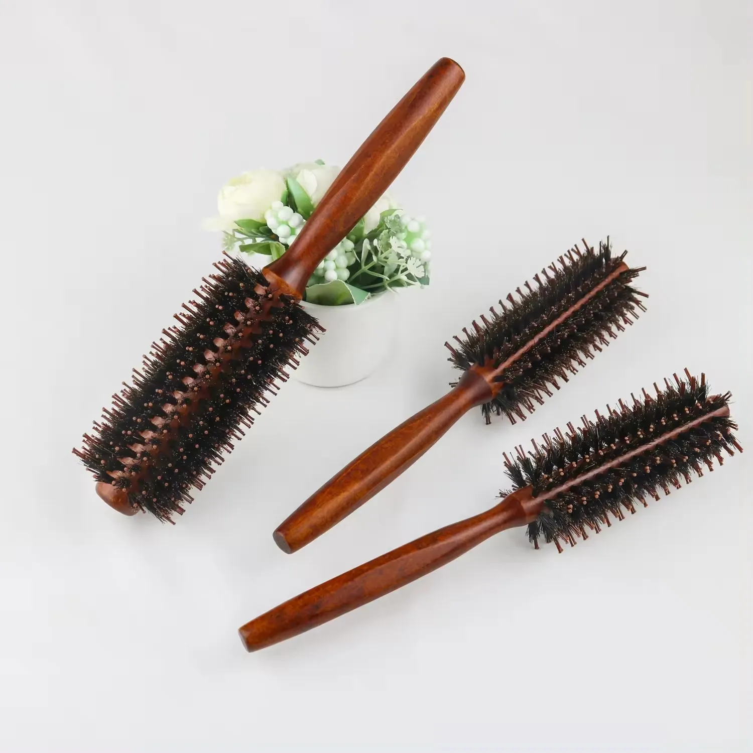 Salon dedicated Hair Brush Boar Bristles Anti-Static for Hair Blow Drying Styling Curly Barber Comb