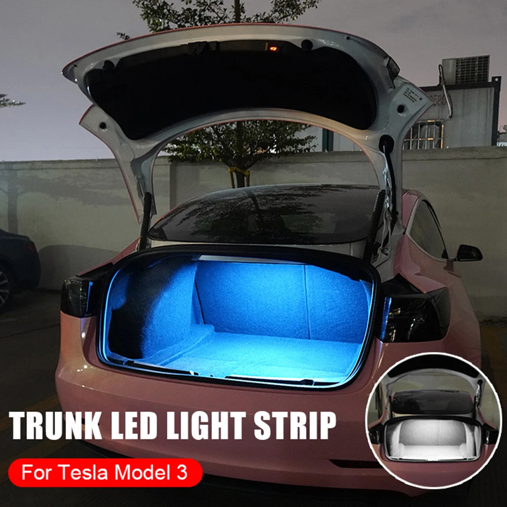 

For Tesla Model 3 2019 2020 2021 LED Trunk Light Modification Flexible LED Strip Lighting Atmosphere Light Interior Accessories