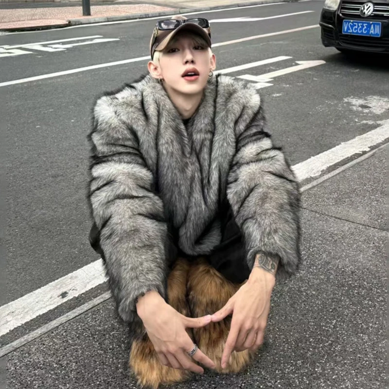 LUZHEN 2025 Inverno Nuova Moda di Lusso Temperamento Pelliccia Sintetica Parka Giacca da Uomo Alla Moda di Alta Qualità Bello Cappotto Imbottito JY5413