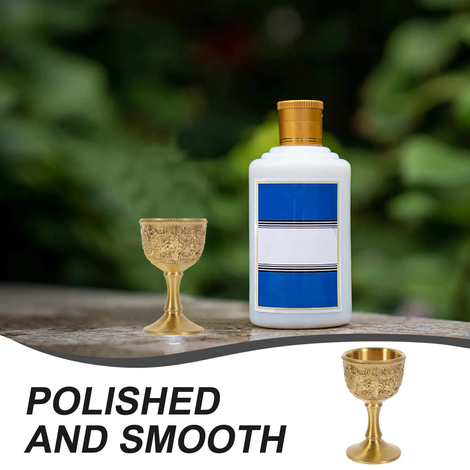 

Dragon Phoenix Retro Brass Wine Goblet Multi-Function Liquor Cup Decorative Stable Flat Bottom Household Dinner Wine Goblet