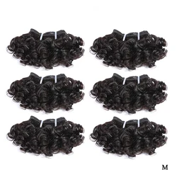 Peruvian Bouncy Curly Human Hair Weave Bundles 3pcs 6 Inch Short-Cut Bob Style Virgin Hair 6 bundles 6 inches natural color