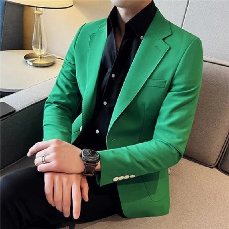 Party Yellow Male Blazer Coat Short Cropped Men\'s Suit Jackets Vintage Fashion 2024 Korean Style Clothes Fashionable Spring New