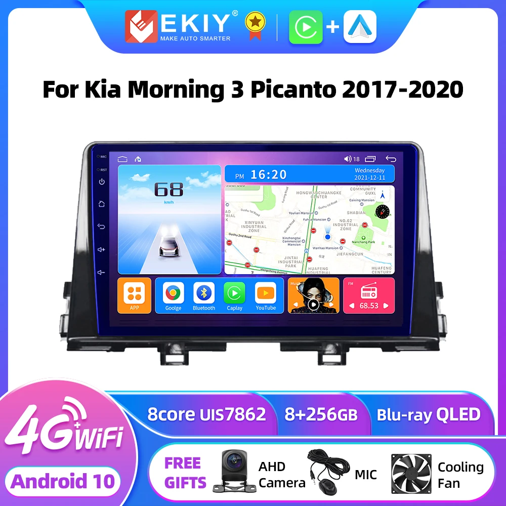 

EKIT T7 Android 10.0 Car GPS Navigation Radio Multimedia Player For Kia Morning 3 Picanto 2017 2018 2019 2020 No 2din Carplay HU