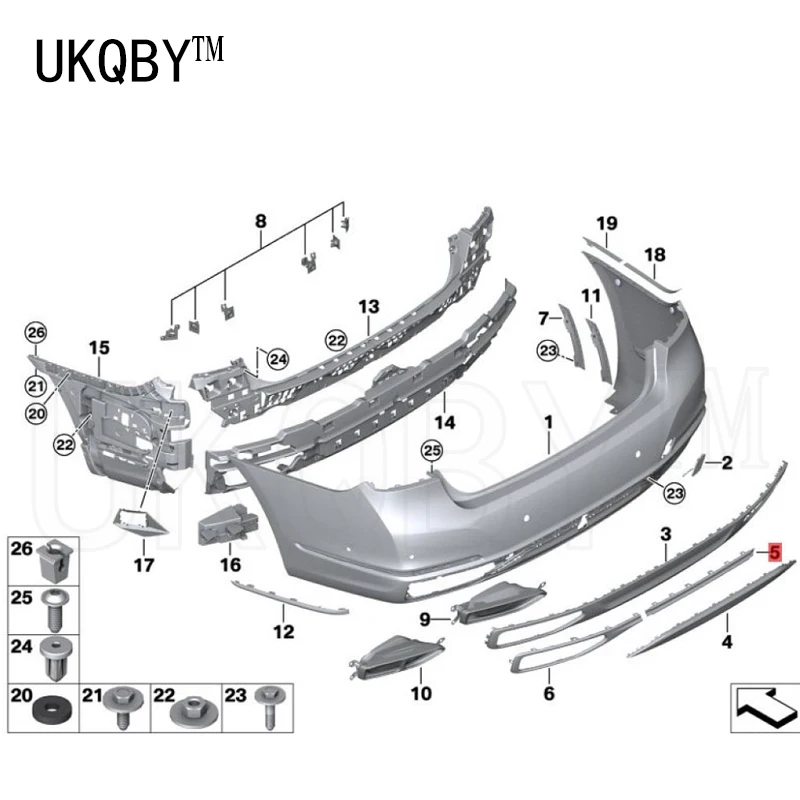 Rear middle of protective strip 7system G11 G12 730d  51127498964