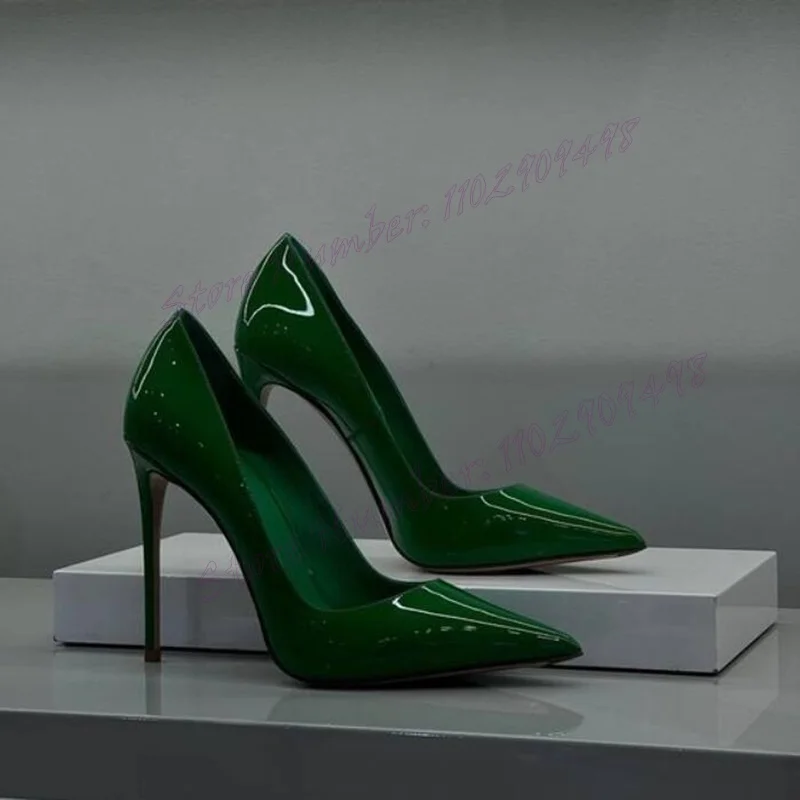 

Green Patent Leather Shallow Pumps Pointed Toe Shoes for Women Stilettos High Heels Sexy Lady Shoes 2023 Zapatos Para Mujere