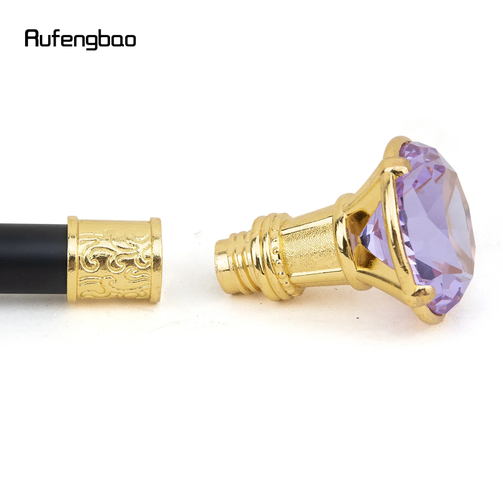 قصب ذهبي من النوع الماسي للمشي ، عصا مشي مزخرفة ، مقبض قصب تنكري أنيق كروشيه ، أرجواني فاتح ، رجل نبيل ، 93 أو