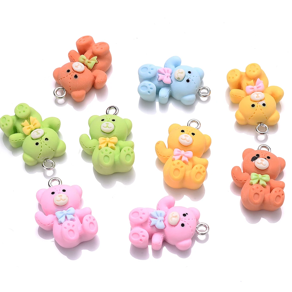 IYOE 10pcs Cartoon Rabbit Cat Resin Charms Bear Frog Mushroom Charms per gioielli che fanno ciondolo collana orecchino fai da te