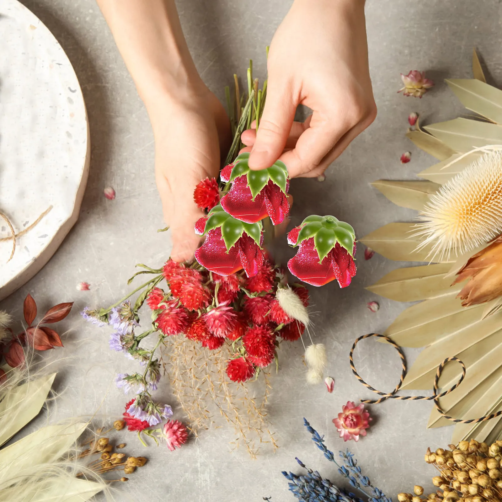 

100pcs Artificial Calyxes Set Realistic Rose Sepals Fake Calyx For Diy Flower Arrangements Home Decor Wedding Crafts