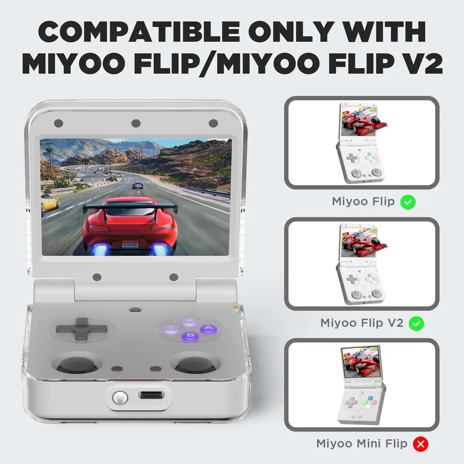 Soft Case Compatible with Miyoo Flip/Miyoo Flip V2 Handheld Gaming Console Shockproof Waterproof Protective Cover Transparent