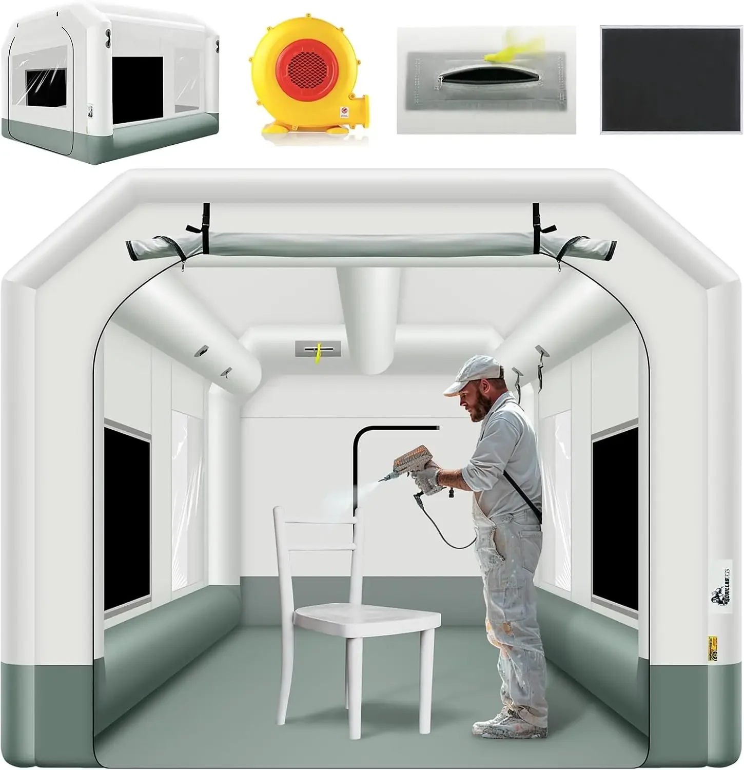 13x10x8Ft Inflatable Paint Booth Tent with 550W Blower, Spray Tent with Air Filter System, Used for DIY Painting Car Truck