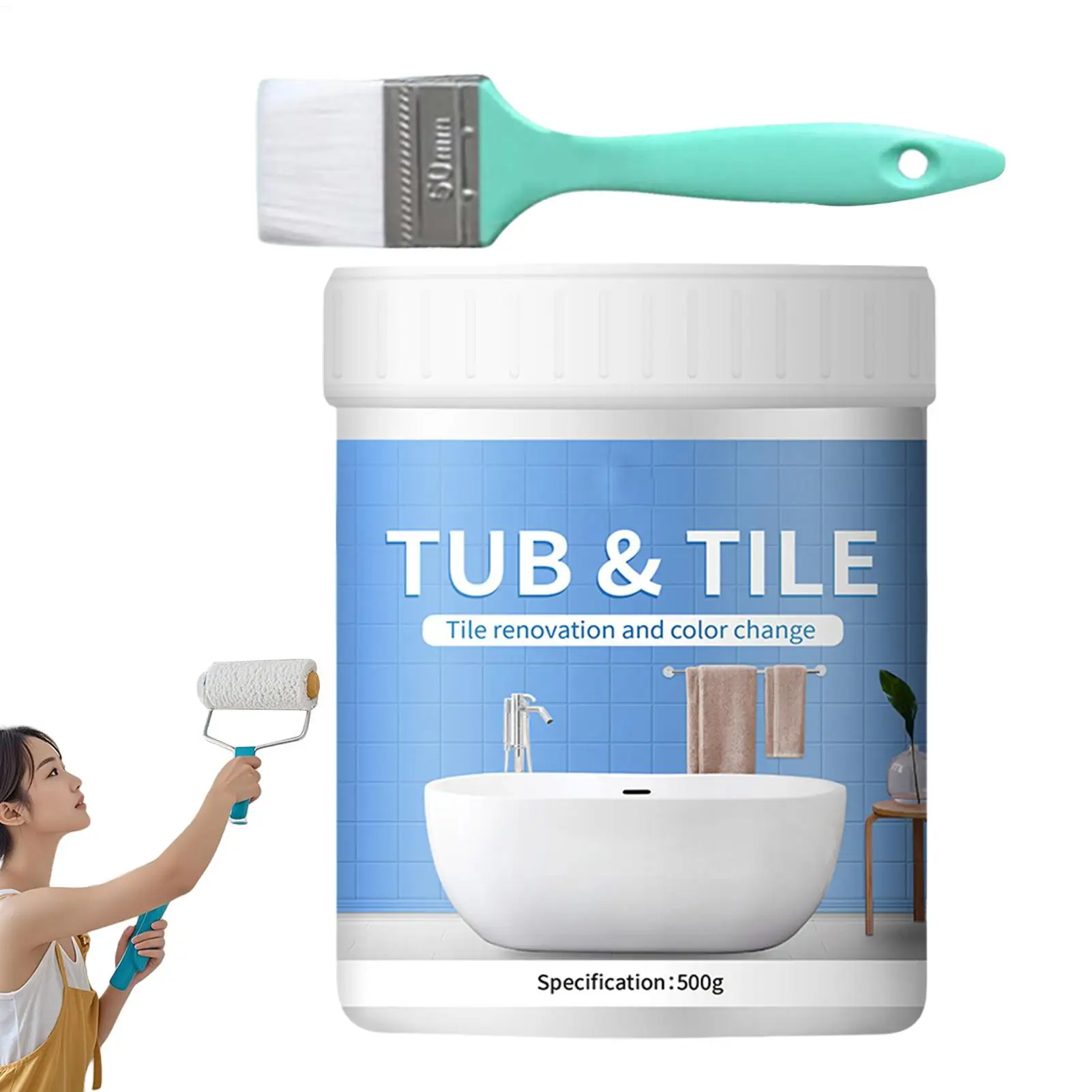 

Tub Paint Kit Quick-Dry Shower Tile Refinishing Set Easy To Use Tub Refinish Kit for Walls Sinks Countertops Floors Toilet