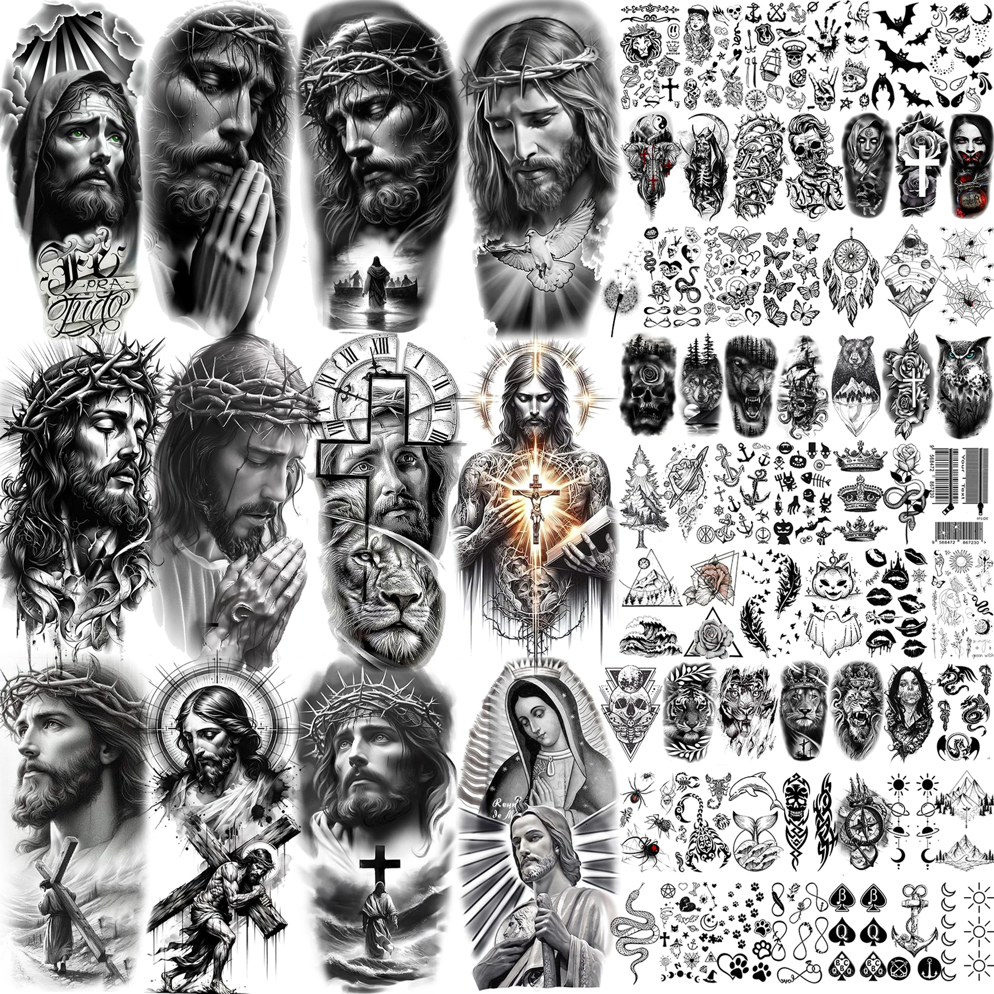 

73 листов, временные татуировки «Доброе пятница Иисуса», для мужчин и женщин, христианские татуировки в виде веры, водонепроницаемые реалистичные поддельные татуировки, наклейки