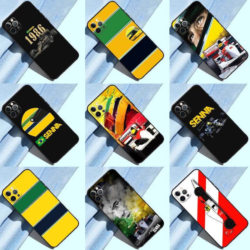 Ayrton Senna F1 custodia per telefono per iPhone 14 11 12 13 Pro X XR XS Max 6 6S 7 8 Plus SE 2020 Cover posteriore