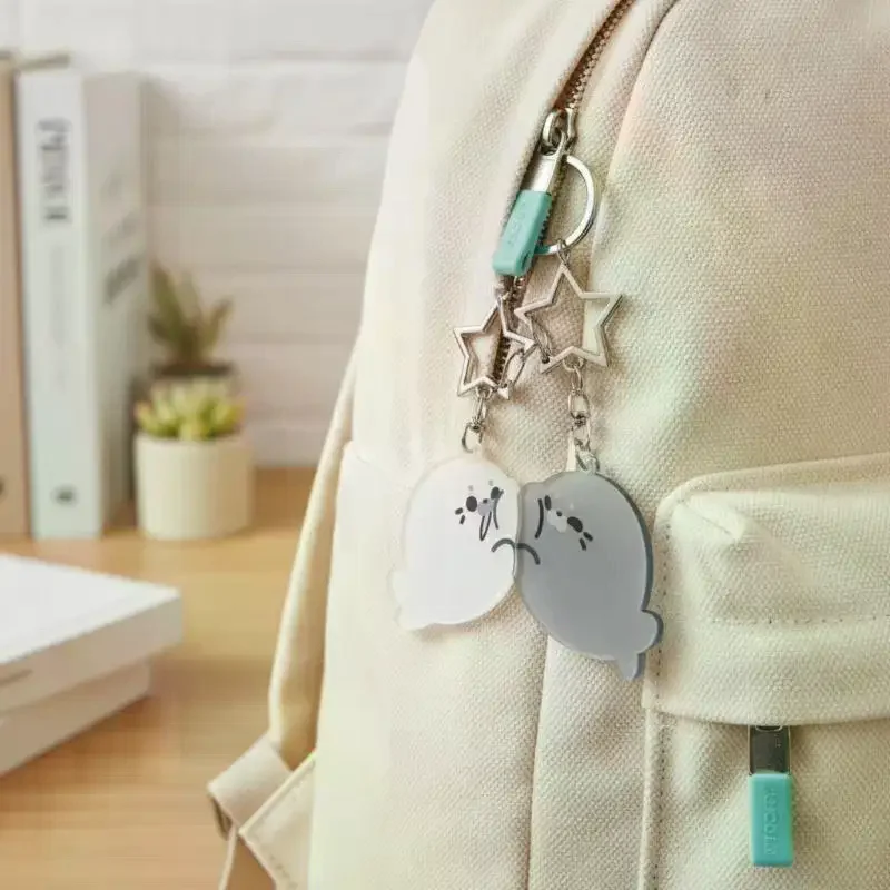 1Pair Cartoon Little Seal Acrylic Keychain Cute Creative Pendant Girlfriend Couple Non Magnetic Cartoon Backpack Pendant Gift