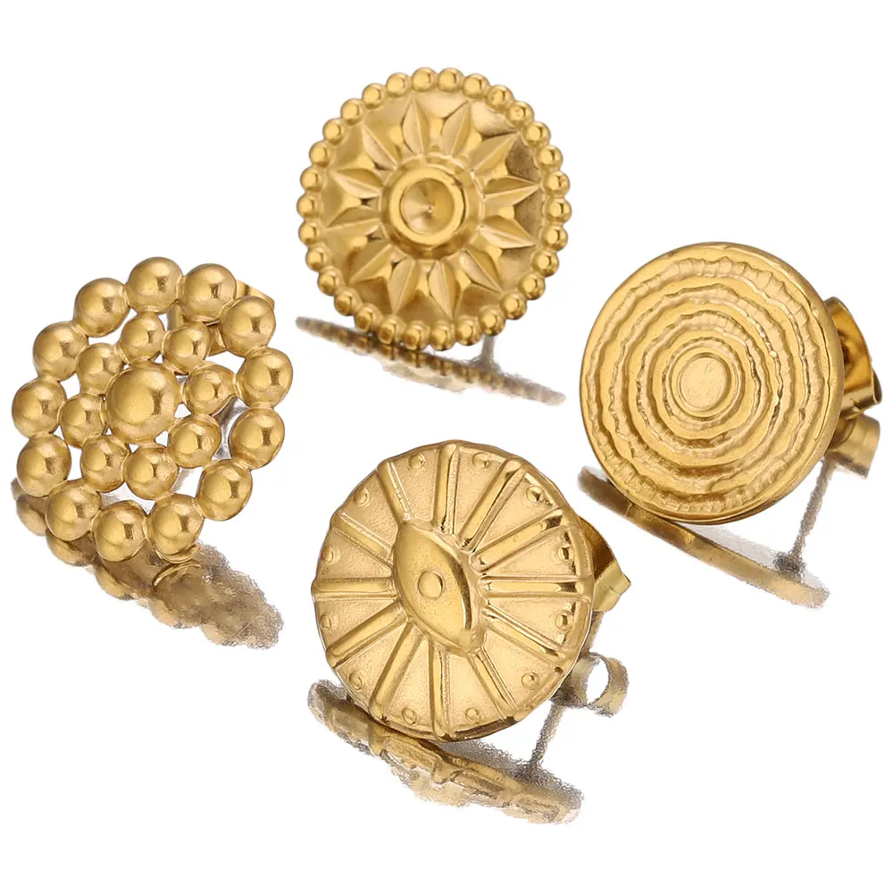 6pcs/lot Stainless Steel Gold Sun Eye Spiral Circle Earrings Hooks Posts Earrings Back for DIY Jewelry Making Supplies Wholesale