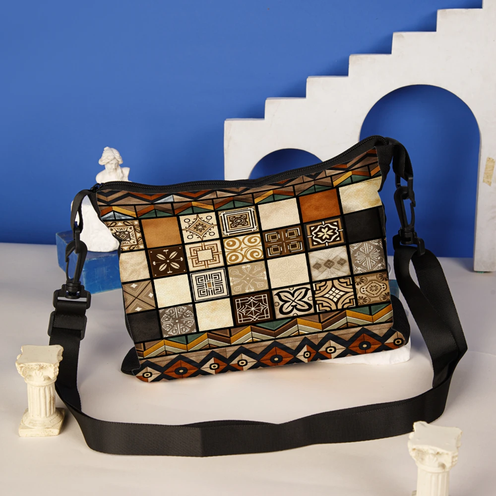 1pc Geometric Pattern Crossbody Bag Multicolor Tile Print Shoulder Bags For Women Casual Travel Shopping Daily Use Fashion Acces