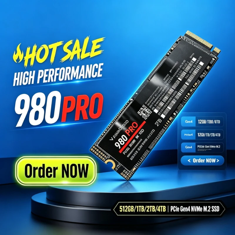 New 980Pro M.2 NGFF PCIe 4.0 Solid State Drive 7450MB/s Super Fast Internal SSD Optimized for Desktop PC and High‑End Notebook