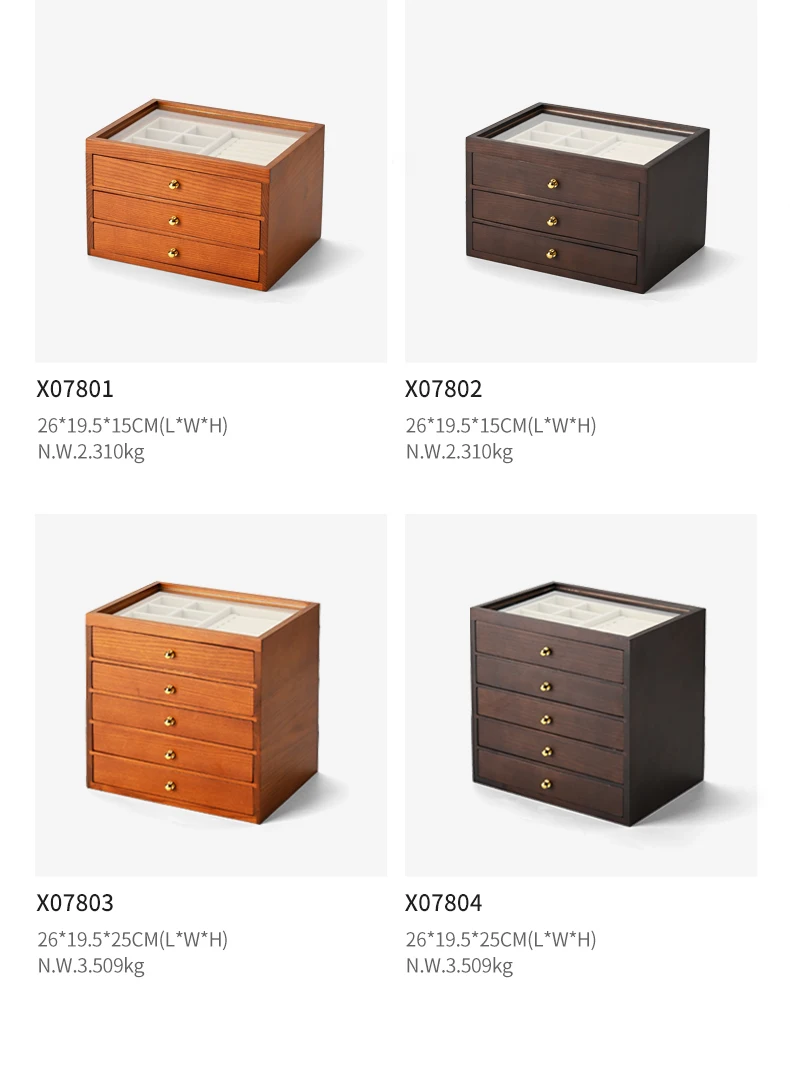 Oirlv Holz-Schmuckbox mit mehreren Schubladen, Schmuck-Organizer für Ringe, Ohrringe, Armbänder, Anhänger, multifunktionale Schmuckaufbewahrungsbox – Detail 11
