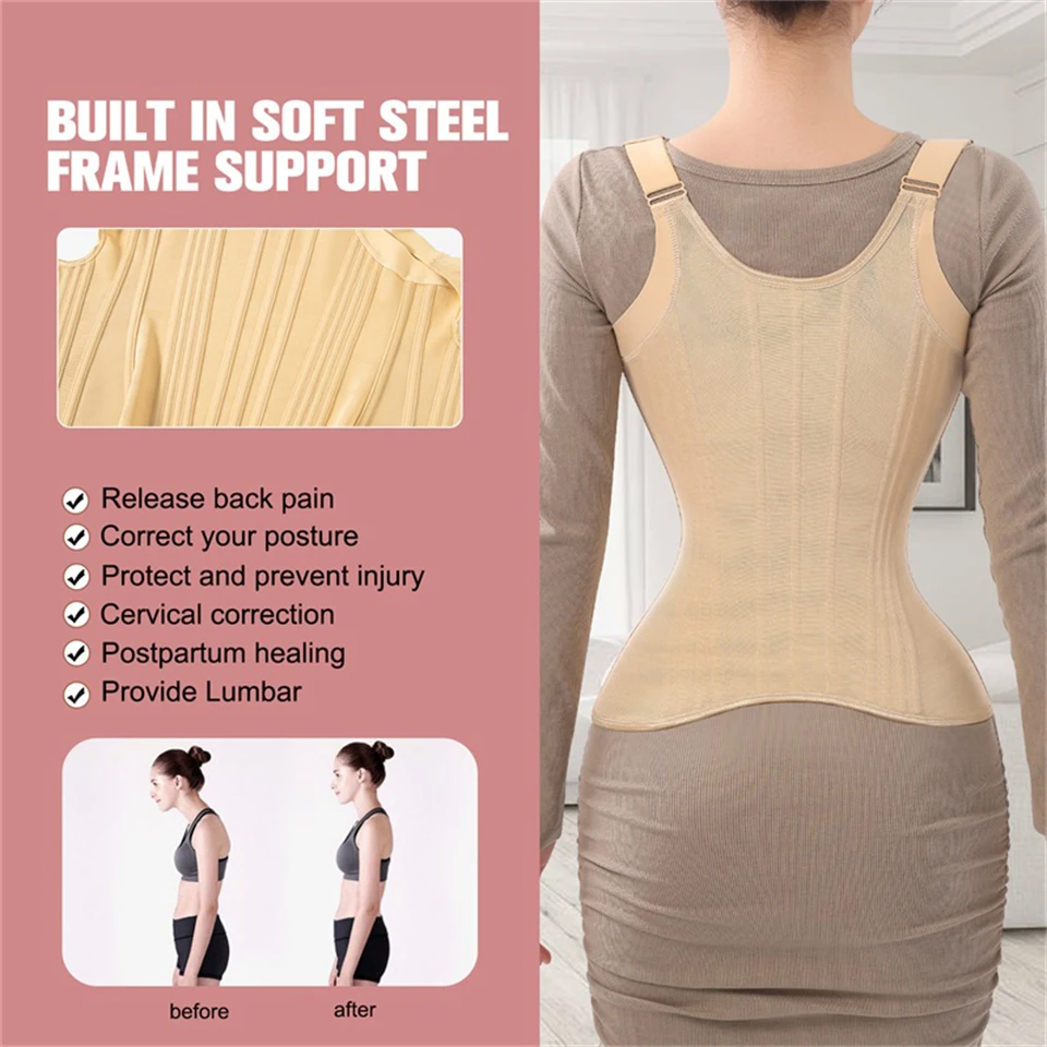 Becirzet Damen-Gürtel Taillentrainer Körperformer Bauchkontrolle Ärmelloses Tanktop Shapewear Damen-Modelliergurt Unterwäsche – Detail 5