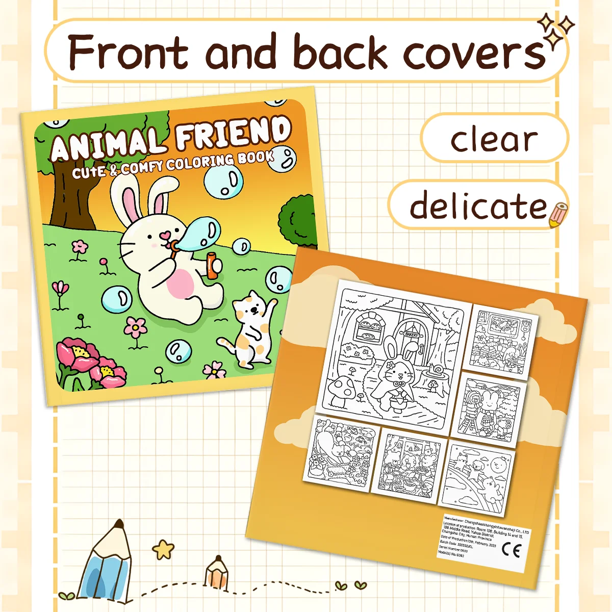 ANIMAL FRIEND Coloring Book for Adults Featuring Cartoon Bold-easy Patterns for Relaxation Kids DIY Painting Drawing Books