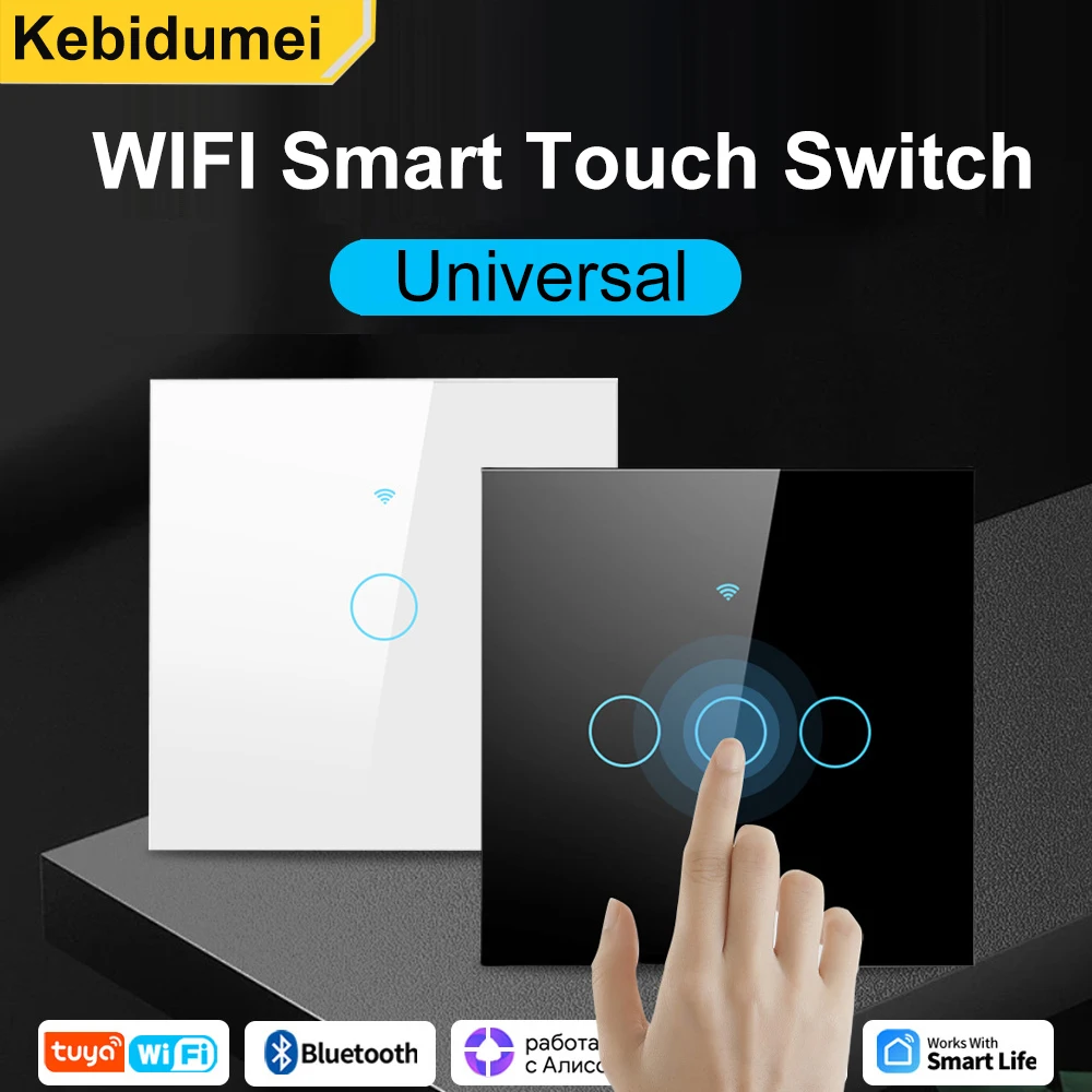 

Tuya WiFi Smart Light Switch 1/2/3 Gang Wall Touch Switch Smart Life APP Remote Control Work With Alex Google Home
