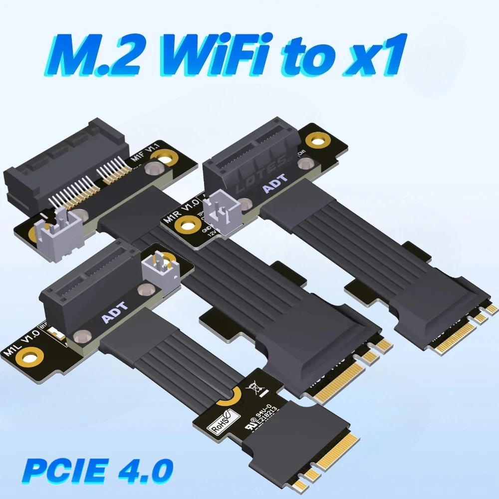 

ADT-Link M.2 Key A.E. Переходник кабеля WiFi NGFF на PCI-E 4.0 x1 Аудиокарта PCIe x1 Карта беспроводной локальной сети Видеокарта на удлинитель M.2 A.E