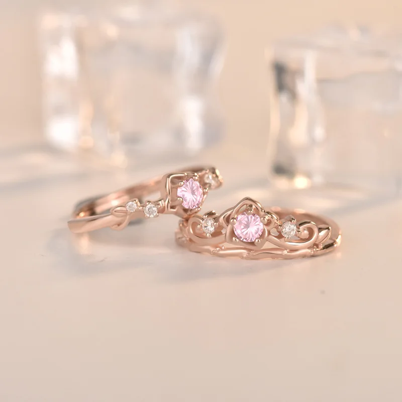

Silverwill Hot Sale 925 Sterling Silver Princess Pink and White CZ Three Stone Ring