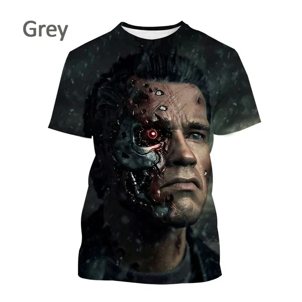 Summer Arnold Schwarzenegger Cool Hip-hop Streetwear Unisex T-shirt Terminator 3D Printing Men\'s Short-sleeved