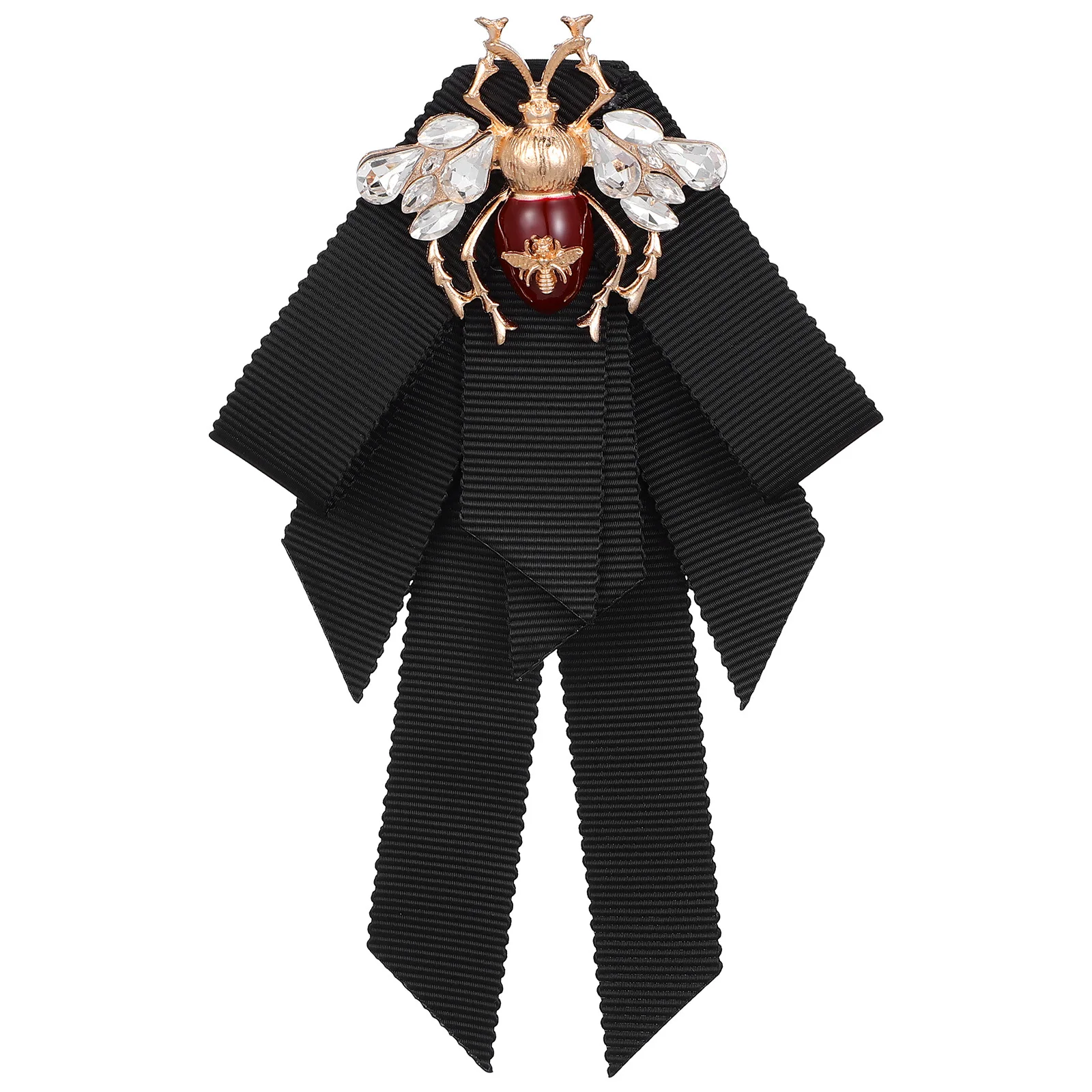 1 Uds. Pajarita de abeja Retro negra, broche para corbata de cuello preatado, Pin para mujeres y niñas, decoración informal para boda y graduación, accesorio de ropa