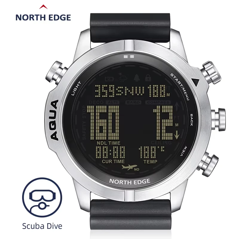 NORTH EDGE montre d'ordinateur de plongée professionnelle pour hommes plongée sous-marine NDL (sans temps déco) 50M montres de plongée altimètre baromètre boussole