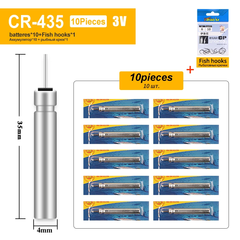 전기 낚시 후크 부표, 빛나는 바버 태클 도구 액세서리, DLY CR311 316 322 425 435 ZH CR425 + 1 가방, 10 개/로트