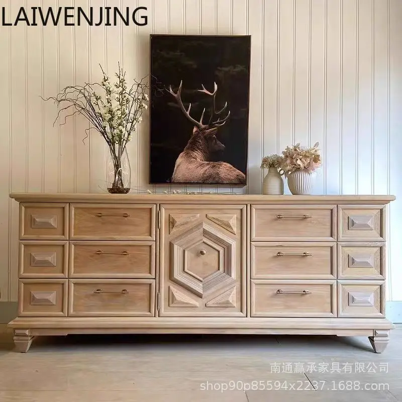 

HLZ country living room TV cabinet porch side cabinet small apartment retro style oak floor storage cabinet