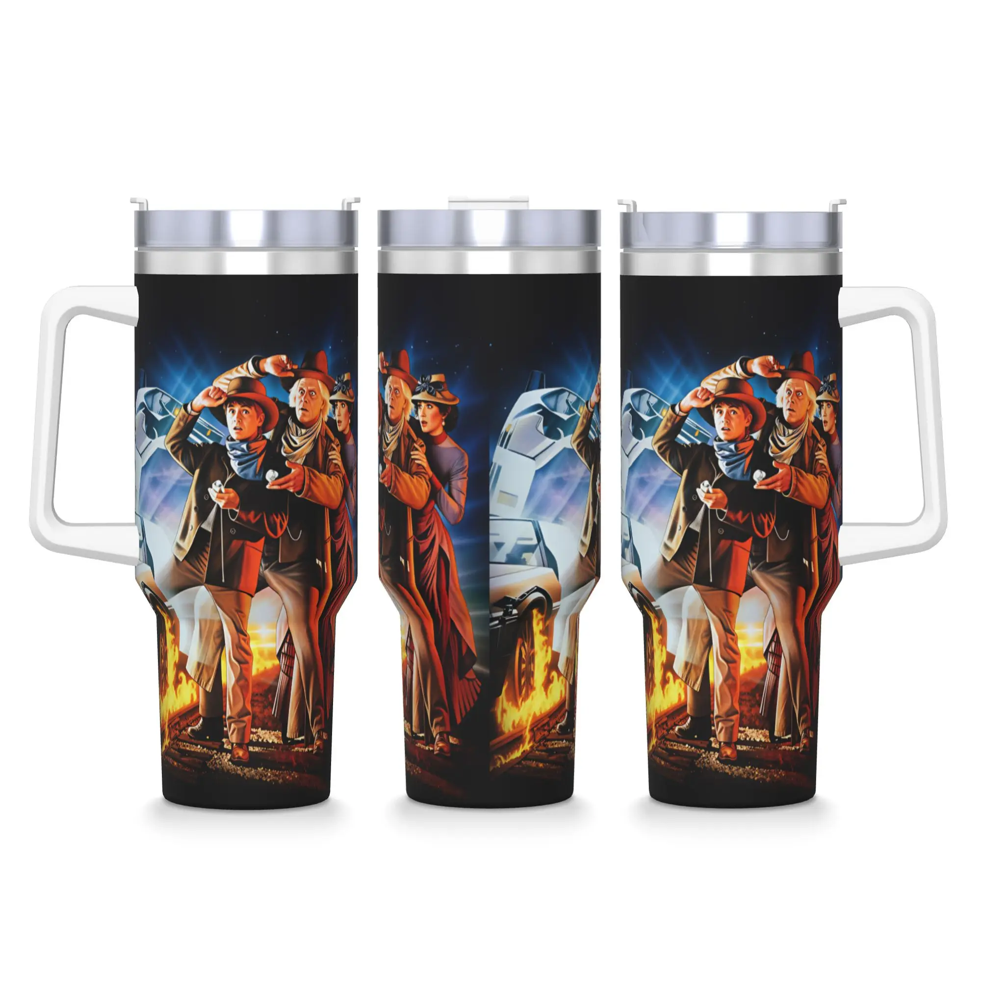 Back To The Future Stainless Steel Tumbler  Camping Car Mugs Large Capacity Coffee Mug Leakproof Cold and Hot Milk Water Bottle