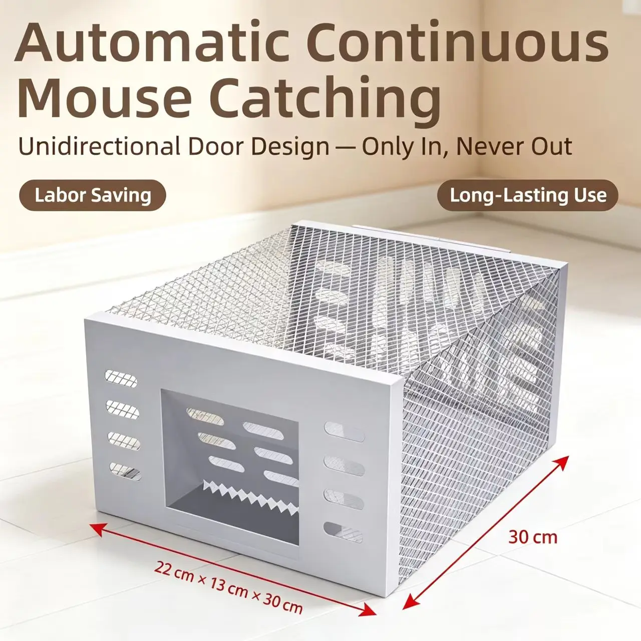 Automatic Rat Cage Trap, Reusable Continuous Mouse Trap, One-way Entry No Escape Rodent Catcher for Indoor Home Use