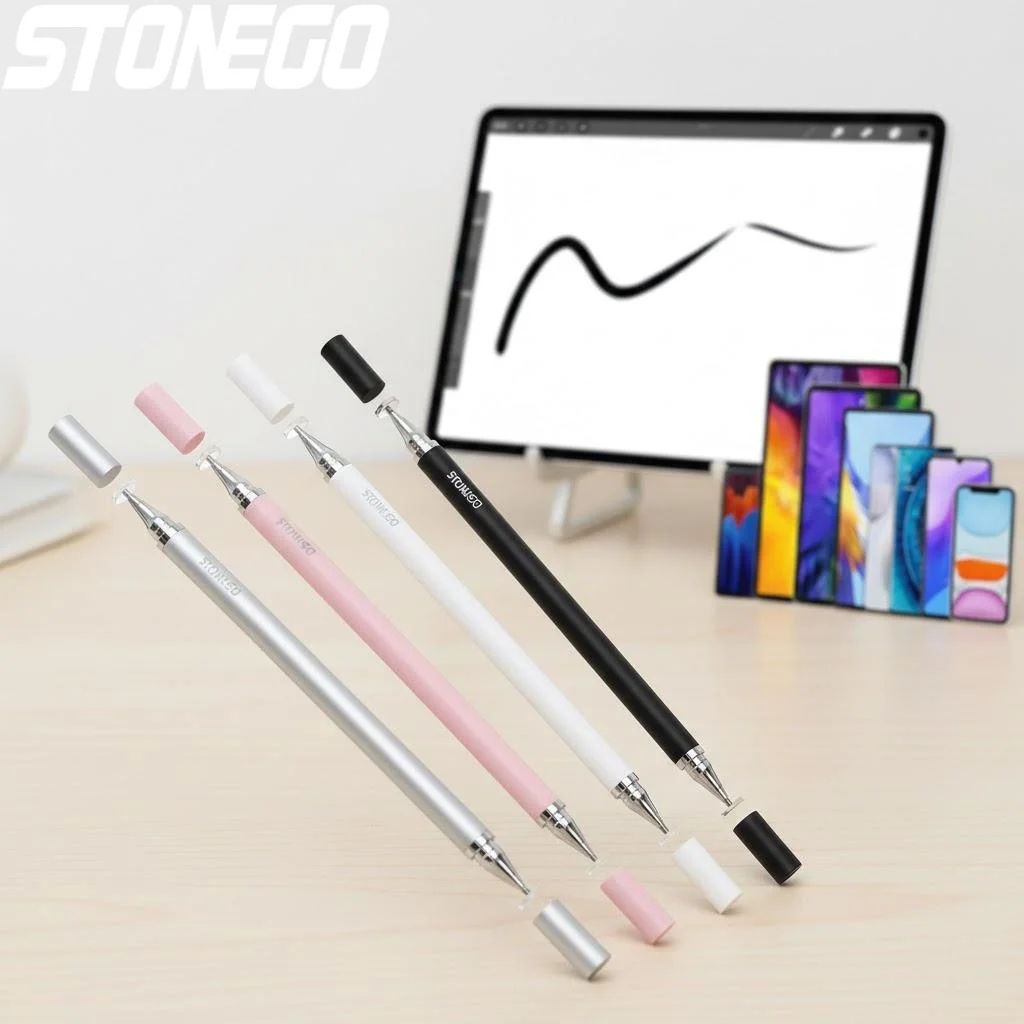 STONEGO 2-in-1 Universal Stylus Pen for Cellphones Tablets Drawing Screens Capacitive Touch Pencil Precise Control