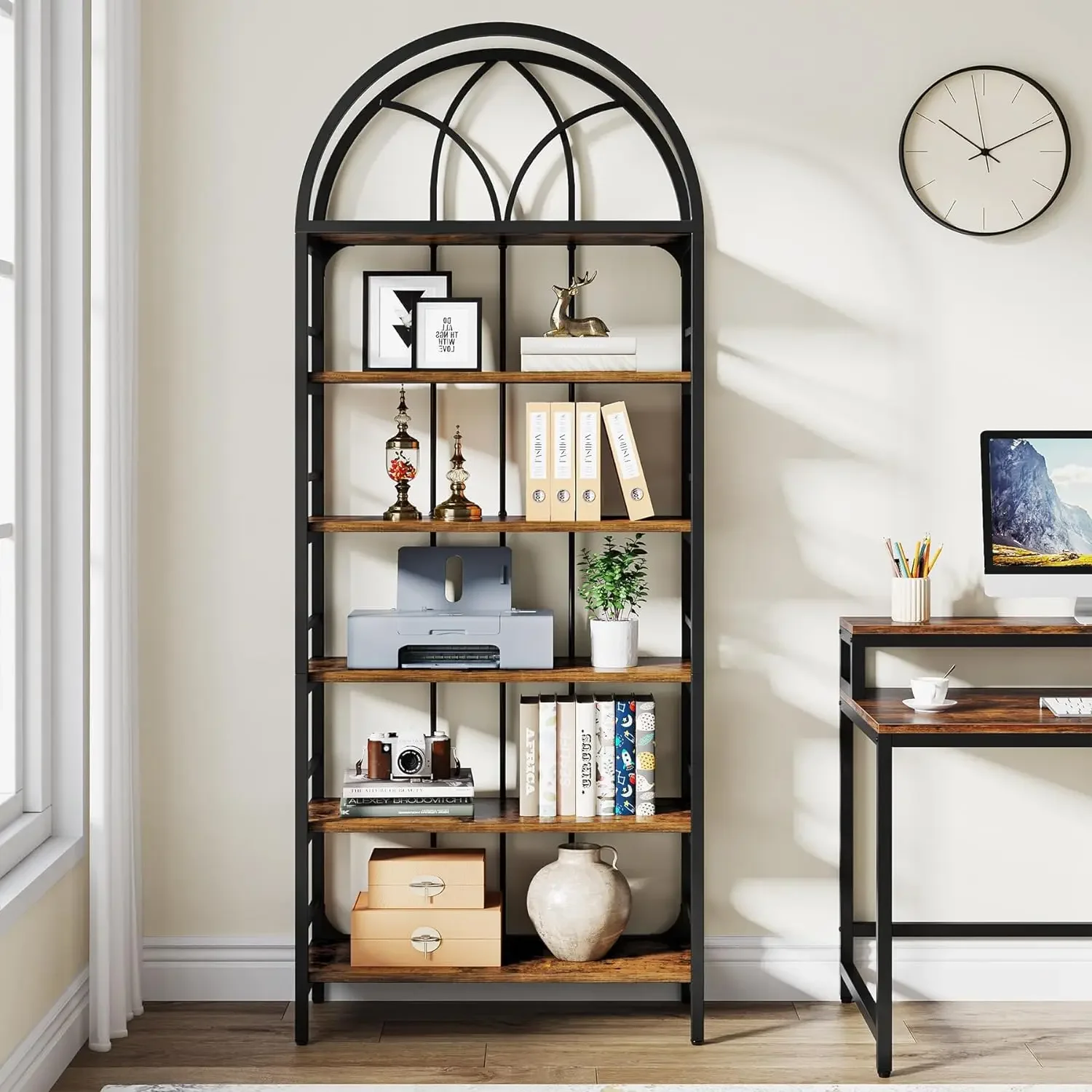 6-Tier Tall Arched Bookshelves, 78.7