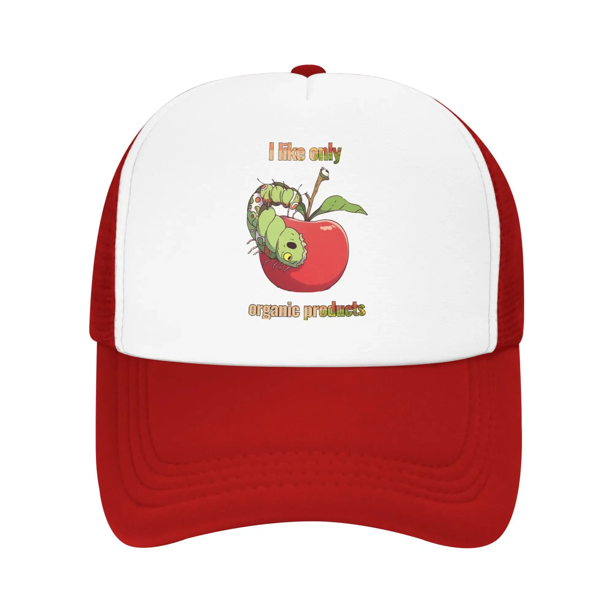 Summer Breathable Take A Bite Apple Mesh Golf Hat Caps Unisex Adjustable Foam Trucker Hat For Casual Headwear
