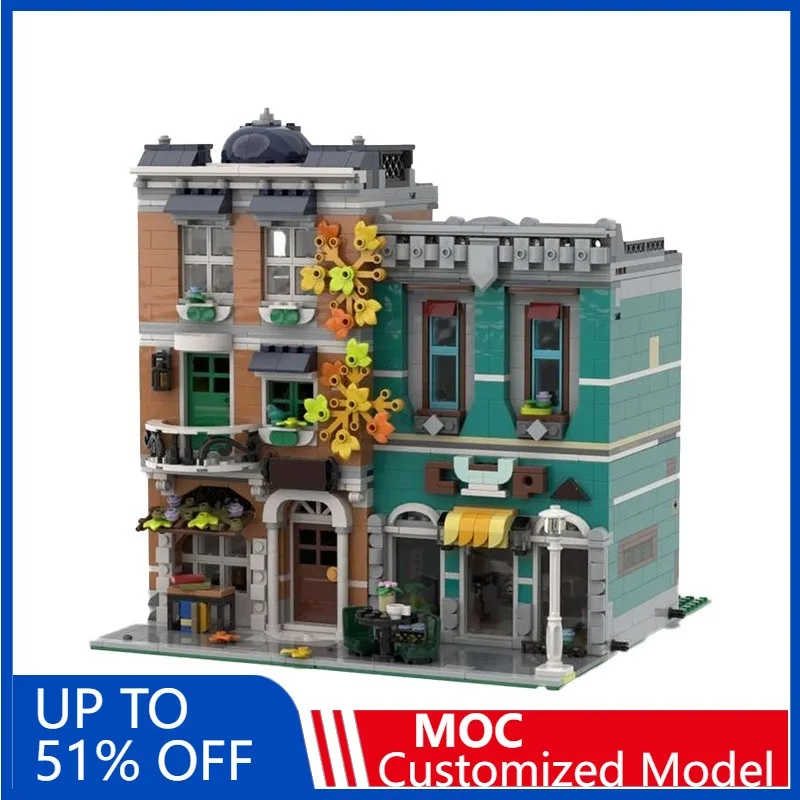 

2162 детали MOC: Конструктор «Литературное кафе» — развивающая игрушка для детей, креативный набор для сборки, рождественский подарок, украшение для витрины