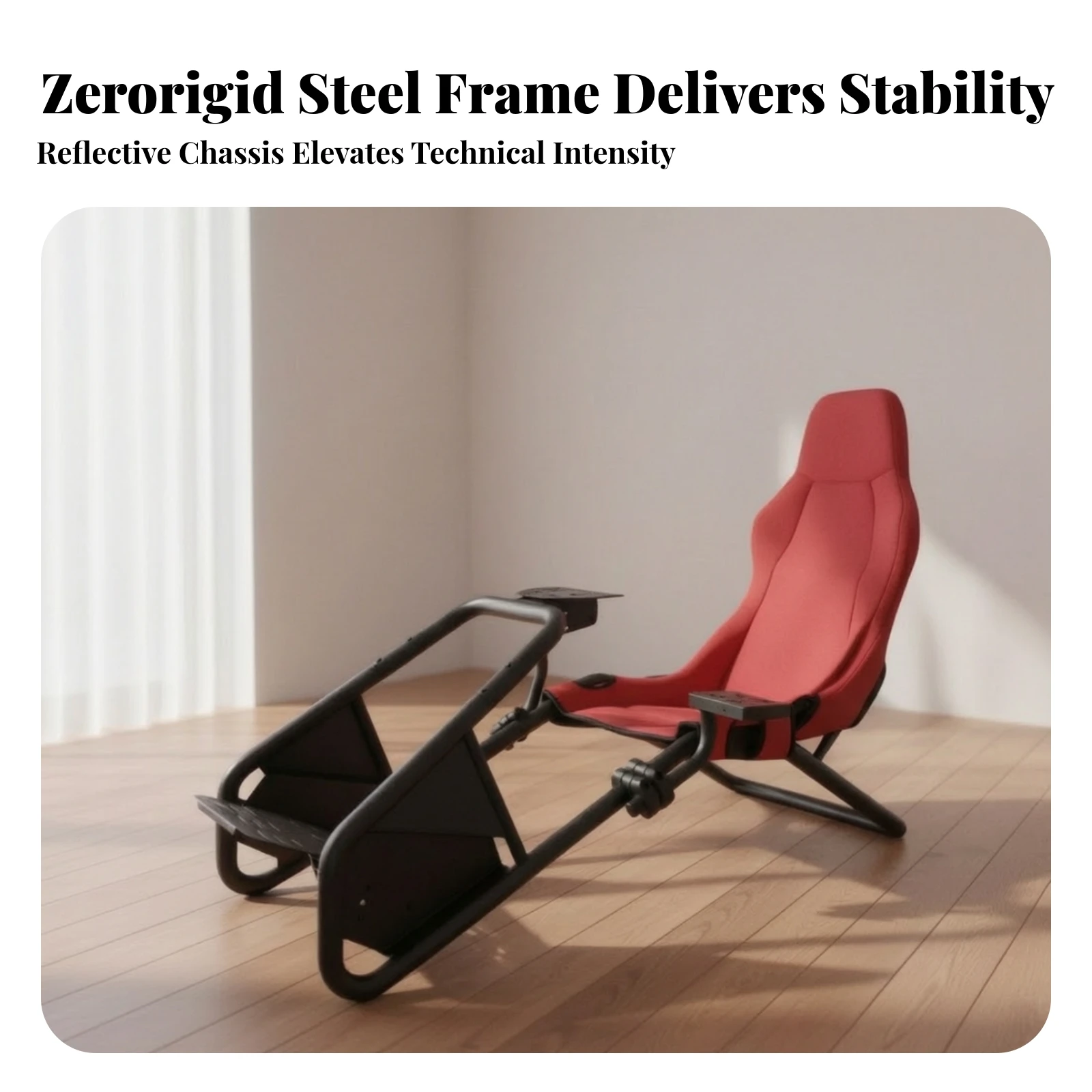 Sim Racing Cockpit with Seat Universal Sim Racing Wheel Stand with Seat Furniture Floor-Standing Matte Black for Gamers - view 2