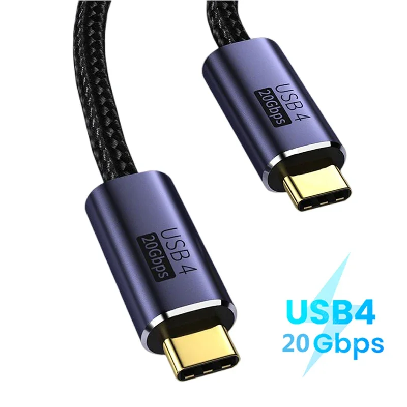 

USB4 USB C to C 100W 5A Fast Charging Braid Cord 4K@60Hz Display 10Gbps 20Gbps Thunderbolt3 Data Cable for Laptop Mobile Phone